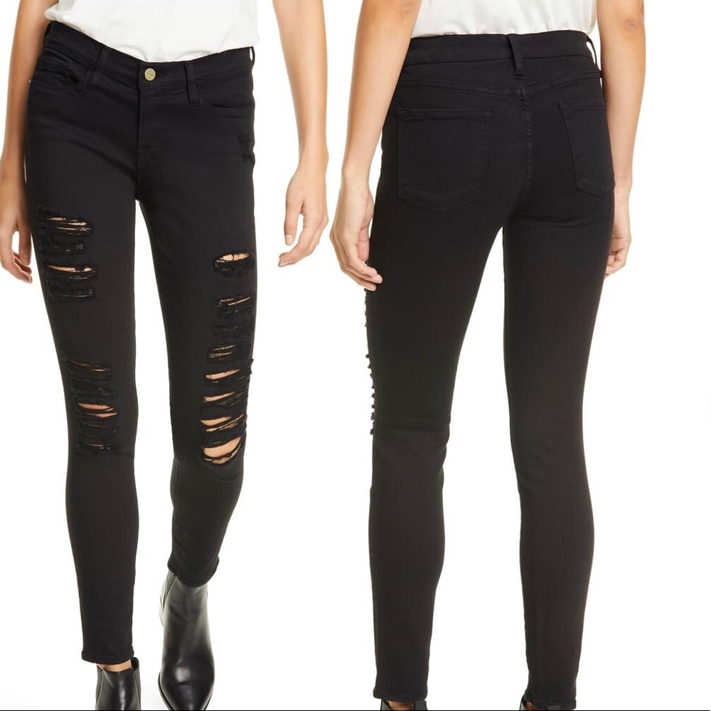 FRAME BLACK, DISTRESSED JEANS
